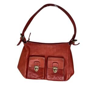 HYPE Women's Red Leather Buckle Shoulder Strap Hobo Handbag Purse